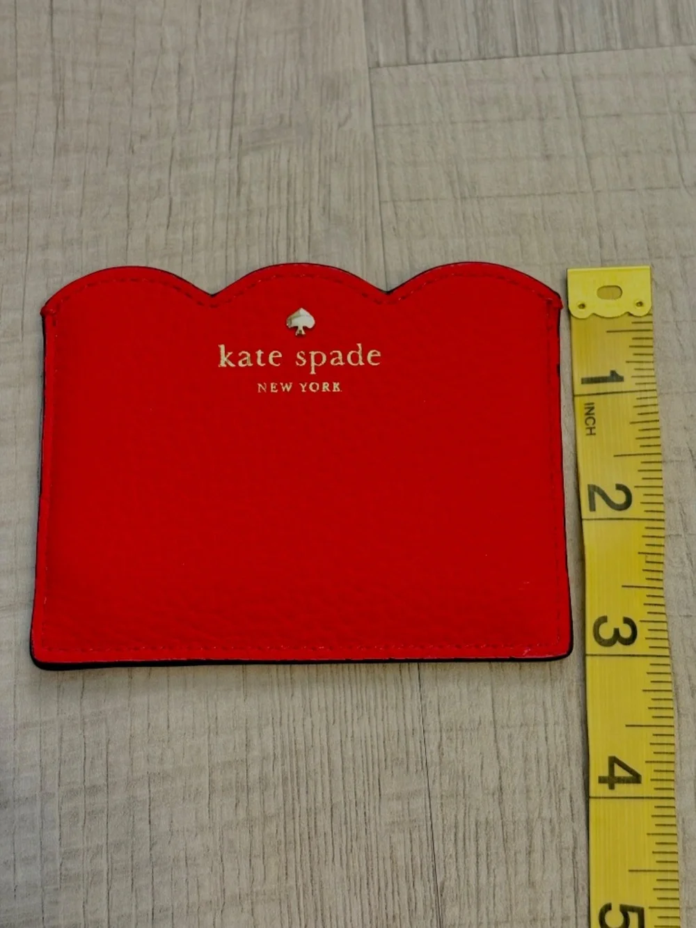 Kate Spade Leewood Place Red Leather Card Holder Wallet Coastal Nautical Luxury